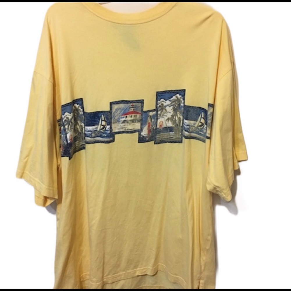 Keeler Bay Yellow Cotton Nautical Shirt Men’s XXL Short Sleeve Beach Vaca EUC